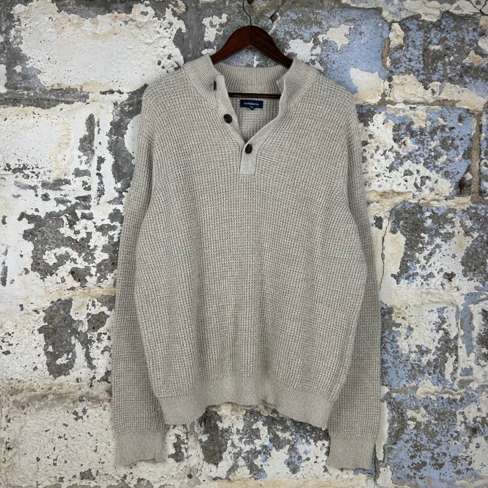 Croft & Barrow Waffle Knit Sweater Mens XXL Beige Excellent 100% Cotton Pullover